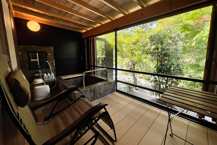 Private open-air bath room at Bon no Yu in Chichibu